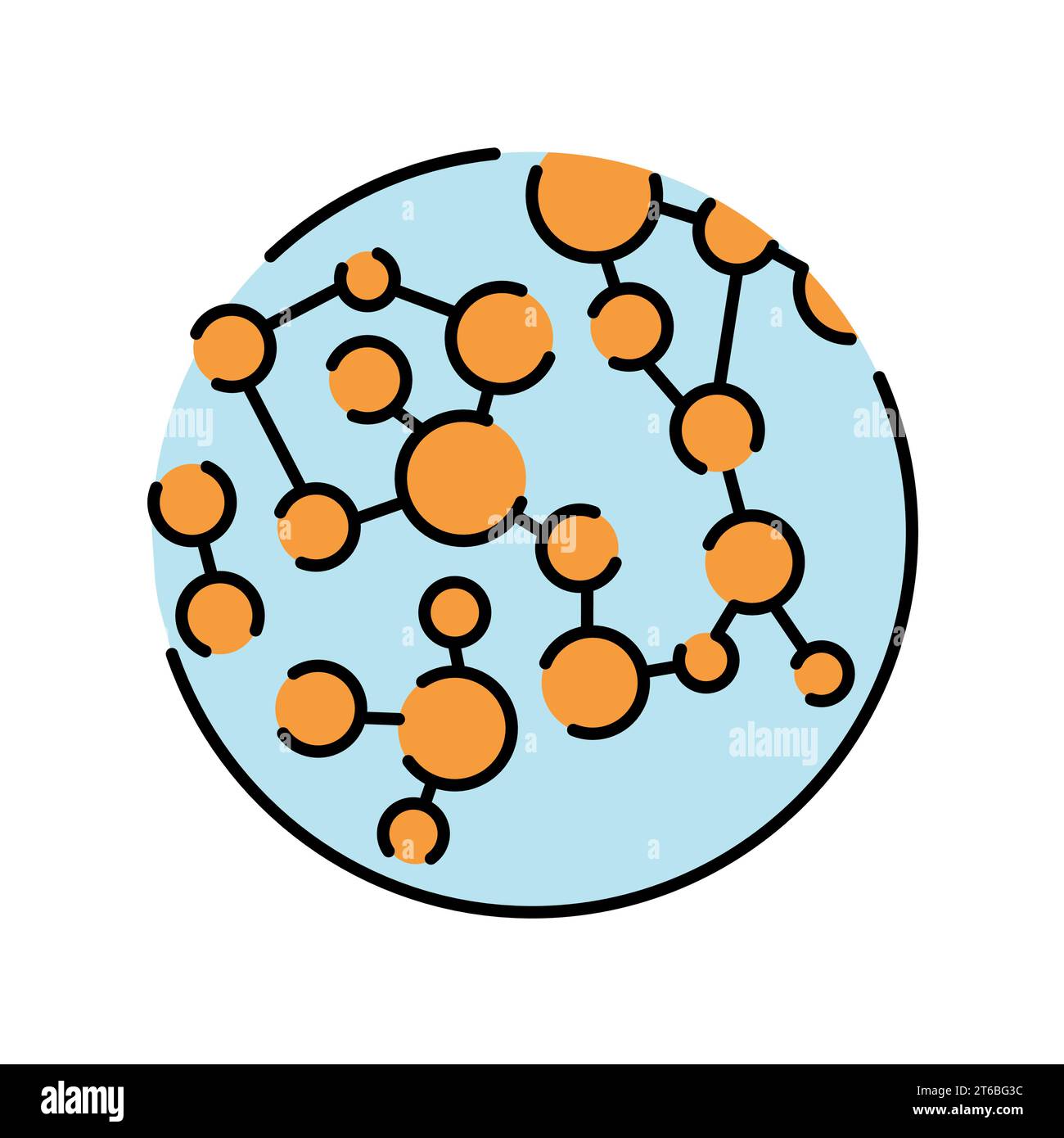 Icona della linea di colore della macromolecola. Organizzazione nell'organismo. Elemento isolato vettore. Tratto modificabile. Illustrazione Vettoriale