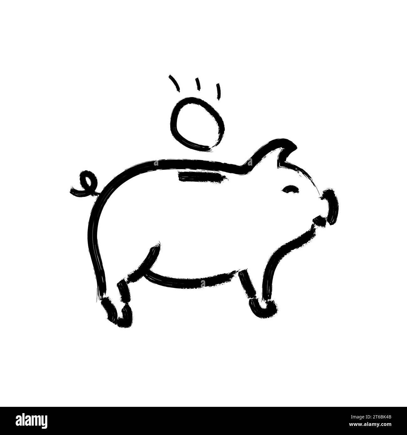 Concetto di salvadanaio. Schizzo dipinto a mano. Illustrazione isolata del risparmio di denaro della banca piggybank. Illustrazione Vettoriale