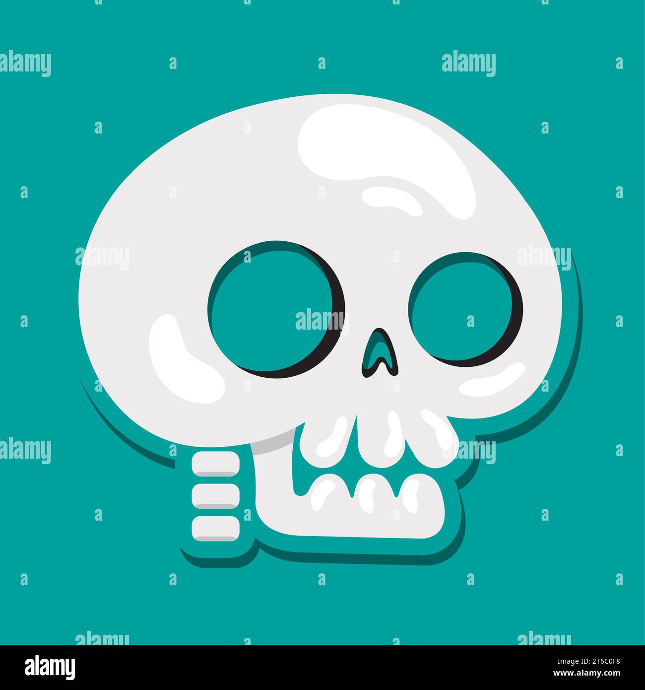 Isolato carino cartone animato del cranio Vector Illustrazione Vettoriale