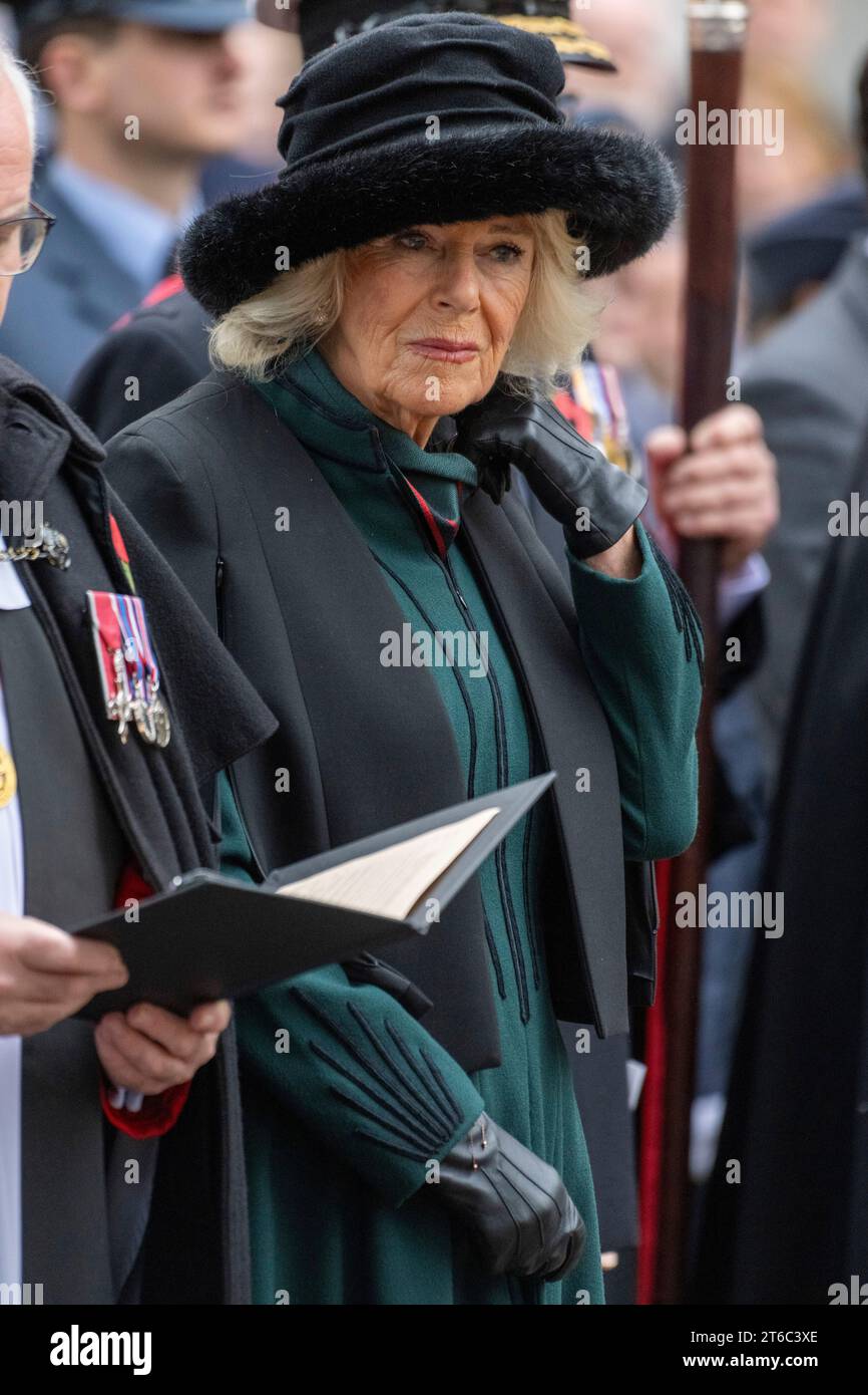 9 novembre 2023. Londra, Regno Unito. La regina Camilla frequenta il campo della memoria dell'abbazia di Westminster. Foto di Ray Tang Foto Stock