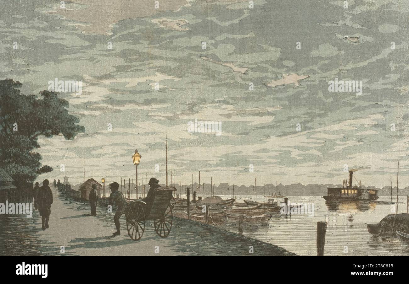 Riva del fiume, Kakigaracho, pubblicato nel 1881. Foto Stock