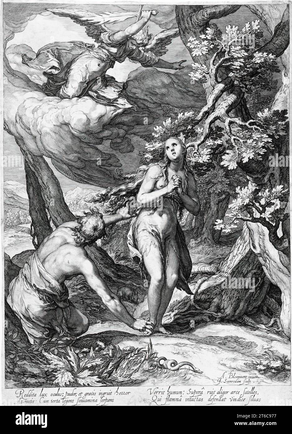 L'espulsione di Adamo ed Eva dal Paradiso, c1604. Dalla storia di Adam. Foto Stock