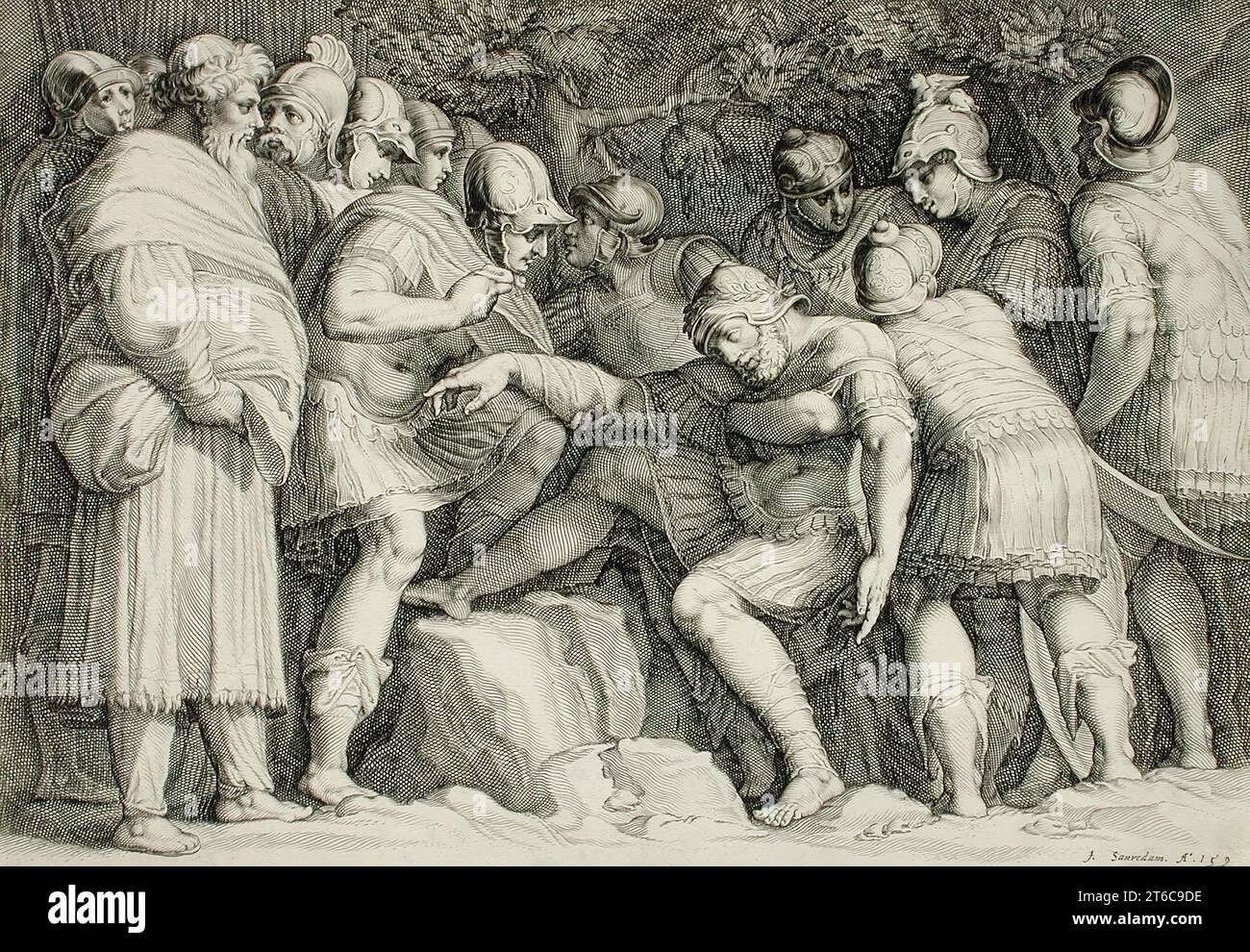 Scipione ferito trasportato dalla battaglia dei suoi figli, 1593. Foto Stock