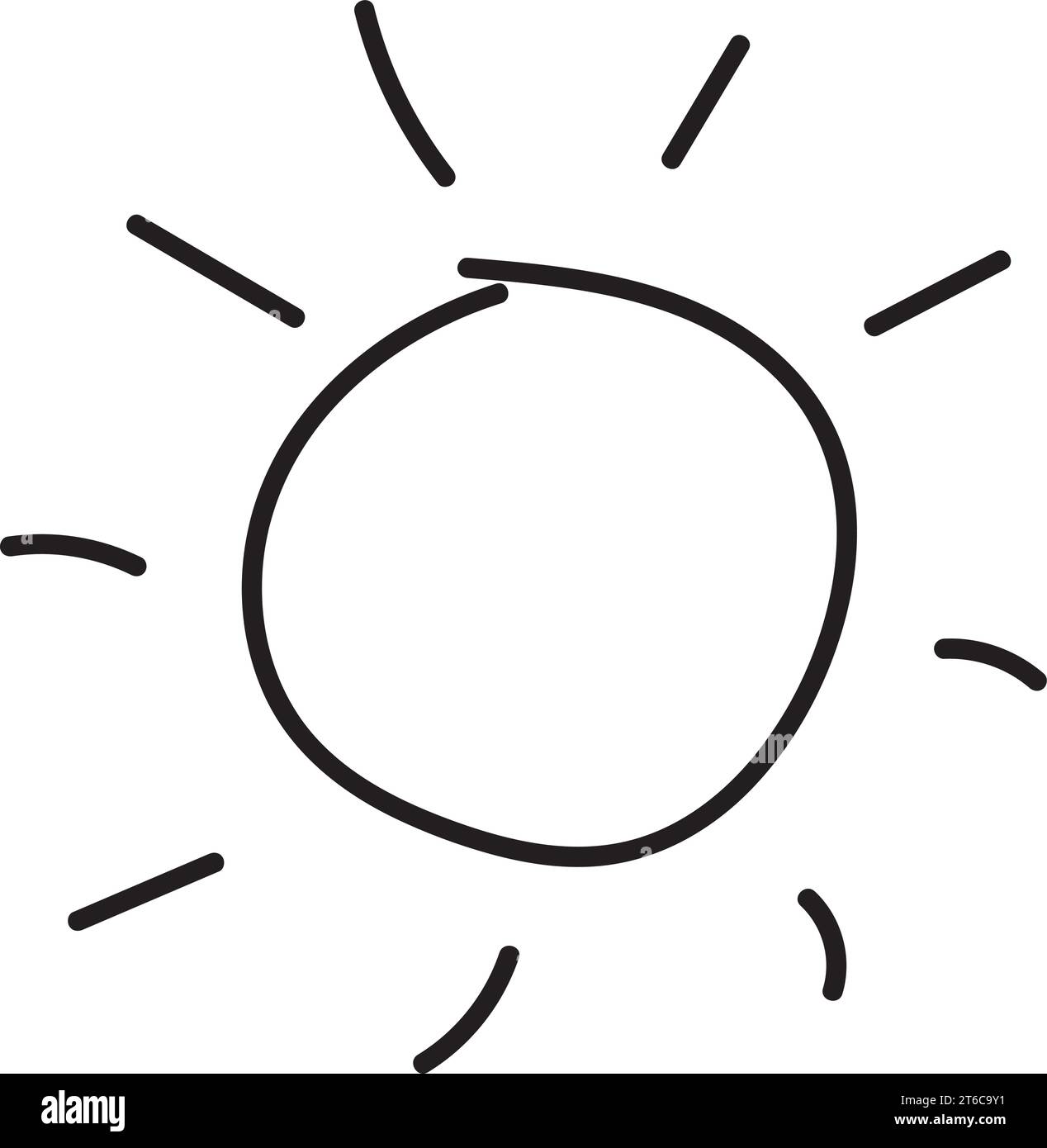 Schizzo isolato di un vettore icona del sole Illustrazione Vettoriale
