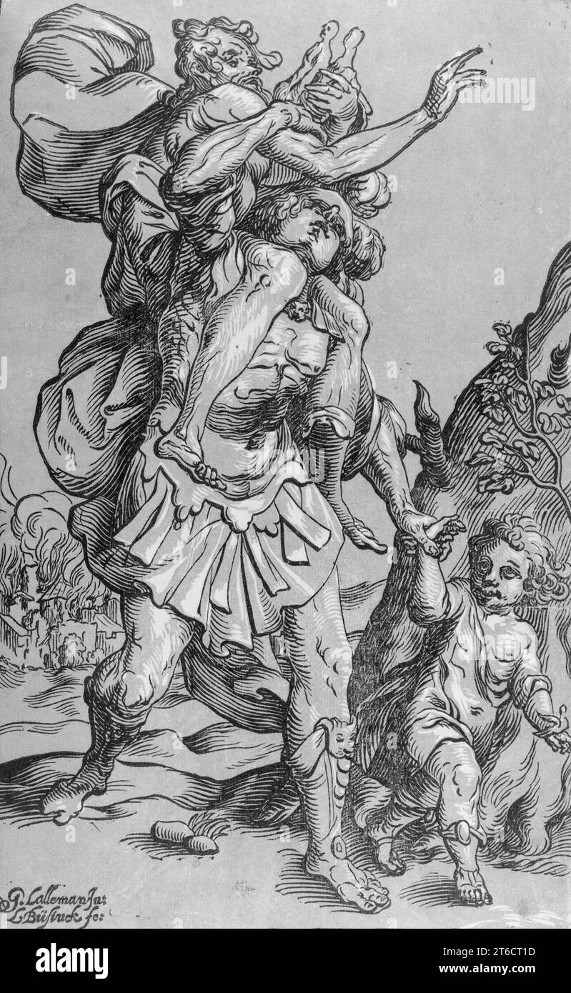 Enea che trasportava Anchises da Troia, tra il 1623 e il 1630. Foto Stock