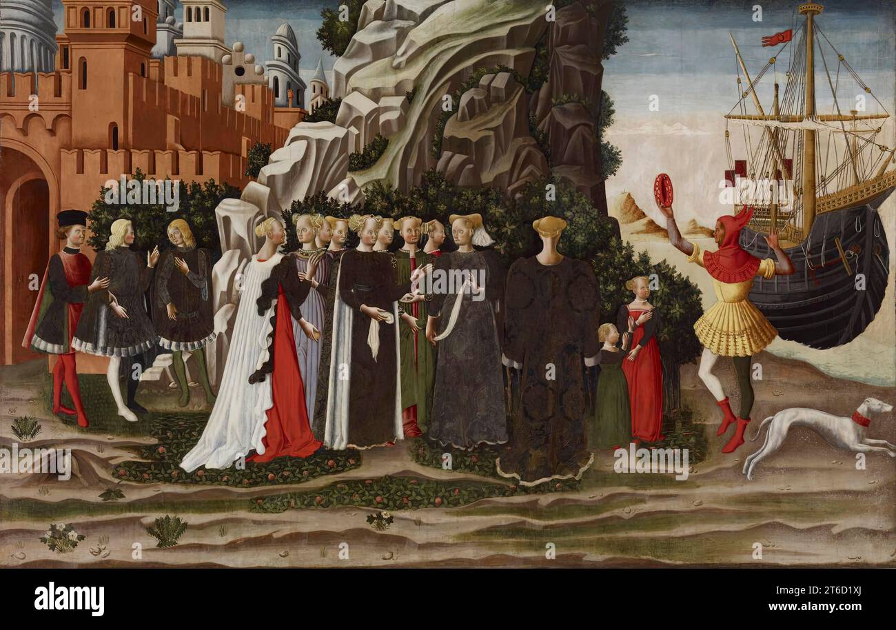 The Departure of Helen and her Entourage for Cythera, c1468. Foto Stock