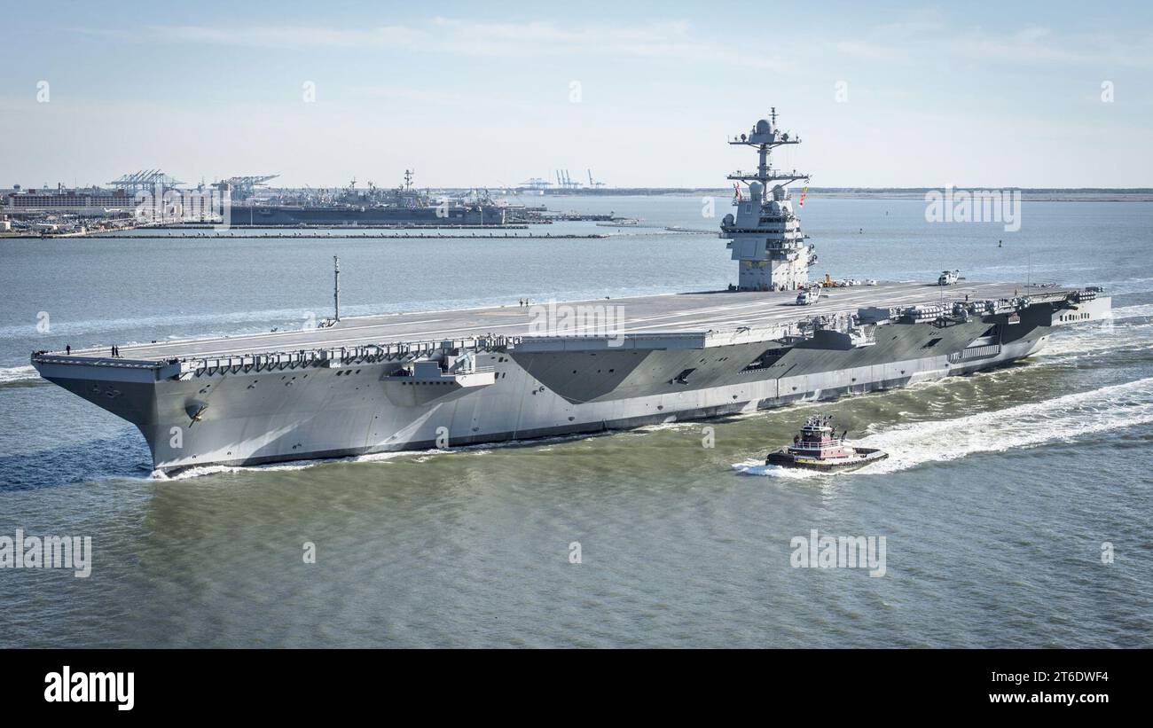 USS Gerald R. Ford (CVN-78) in corso l'8 aprile 2017 Foto Stock