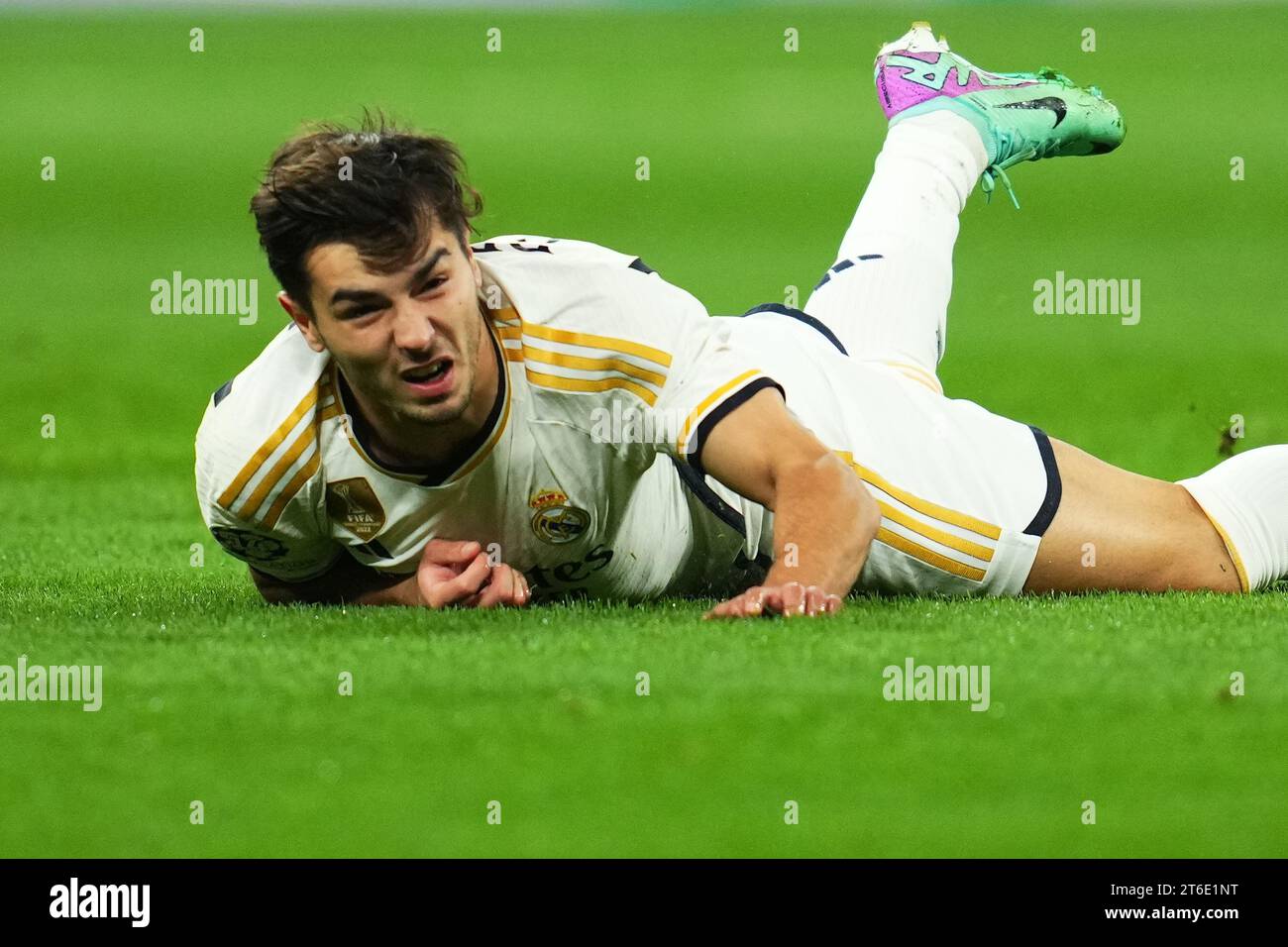 Madrid, Spagna. 8 novembre 2023. Brahim Diaz del Real Madrid durante la partita di UEFA Champions League, gruppo C, tra Real Madrid e Sporting Clube de Braga ha giocato allo stadio Santiago Bernabeu l'8 novembre 2023 a Madrid, in Spagna. (Foto di Bagu Blanco/PRESSINPHOTO) crediti: PRESSINPHOTO SPORTS AGENCY/Alamy Live News Foto Stock