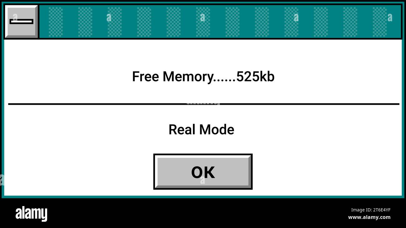 Interfaccia della finestra della vecchia scuola che mostra la memoria libera Illustrazione Vettoriale