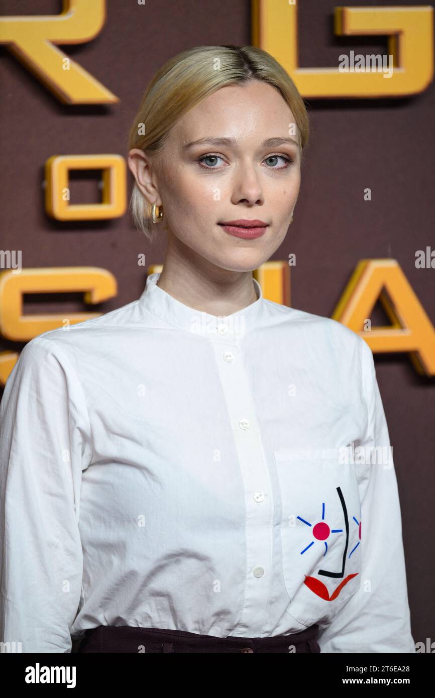 Londra, Regno Unito. 9 novembre 2023. Ivanna Sakhno alla prima mondiale dei Hunger Games The Ballad of Songbirds & Snakes il 9 novembre 2023 a Londra, Regno Unito. Foto di Stuart Hardy/ABACAPRESS.COM Credit: Abaca Press/Alamy Live News Foto Stock