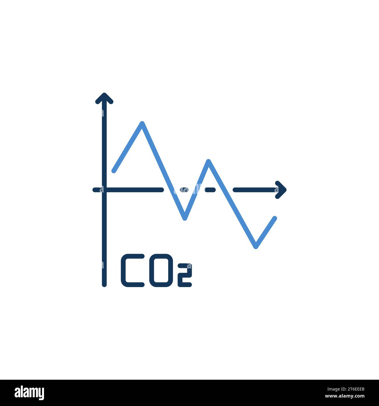 Grafico a linee CO2 anidride carbonica linea vettoriale icona o simbolo moderno del concetto Illustrazione Vettoriale