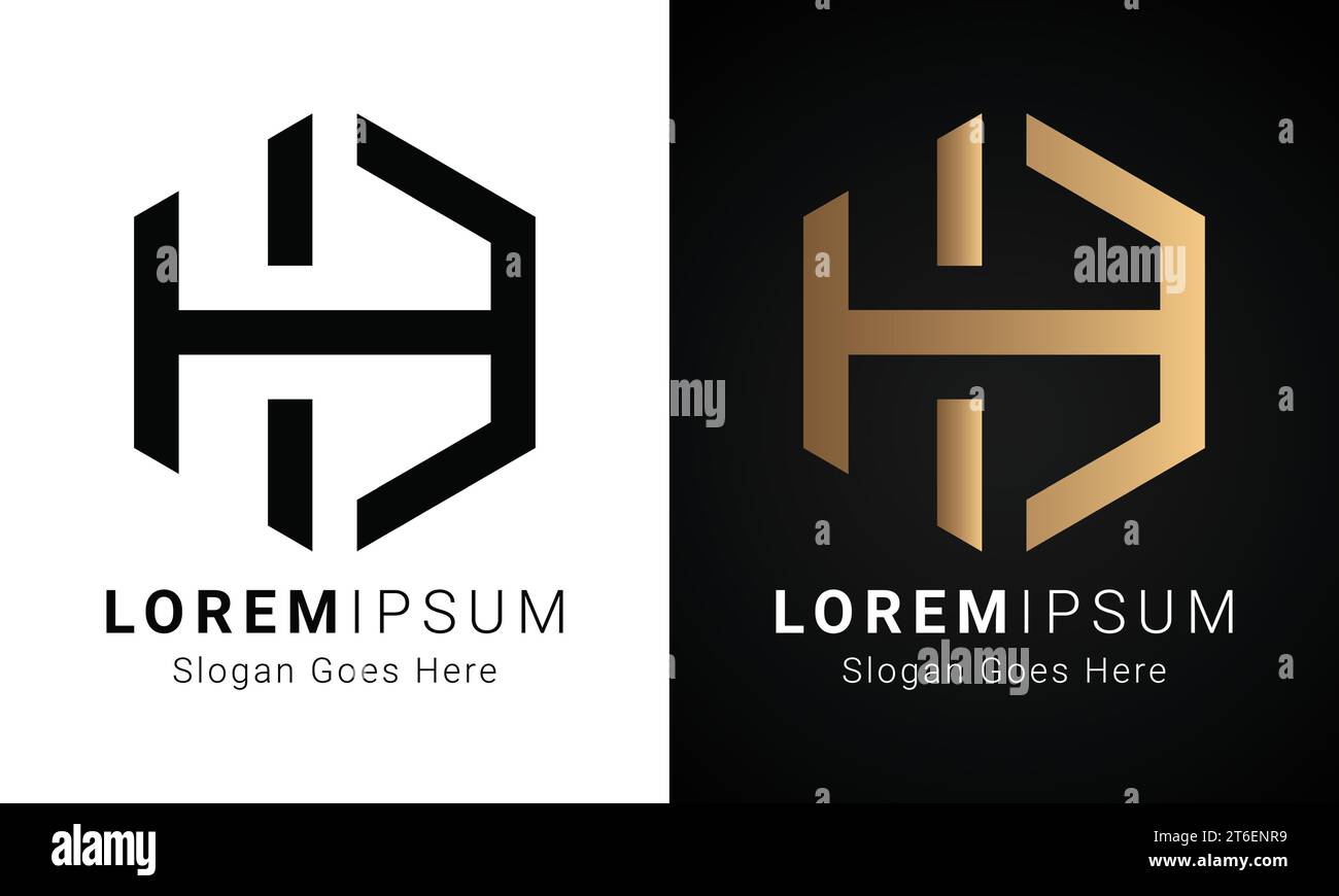 Design iniziale con logo HE o EH monogramma Text Letter Illustrazione Vettoriale