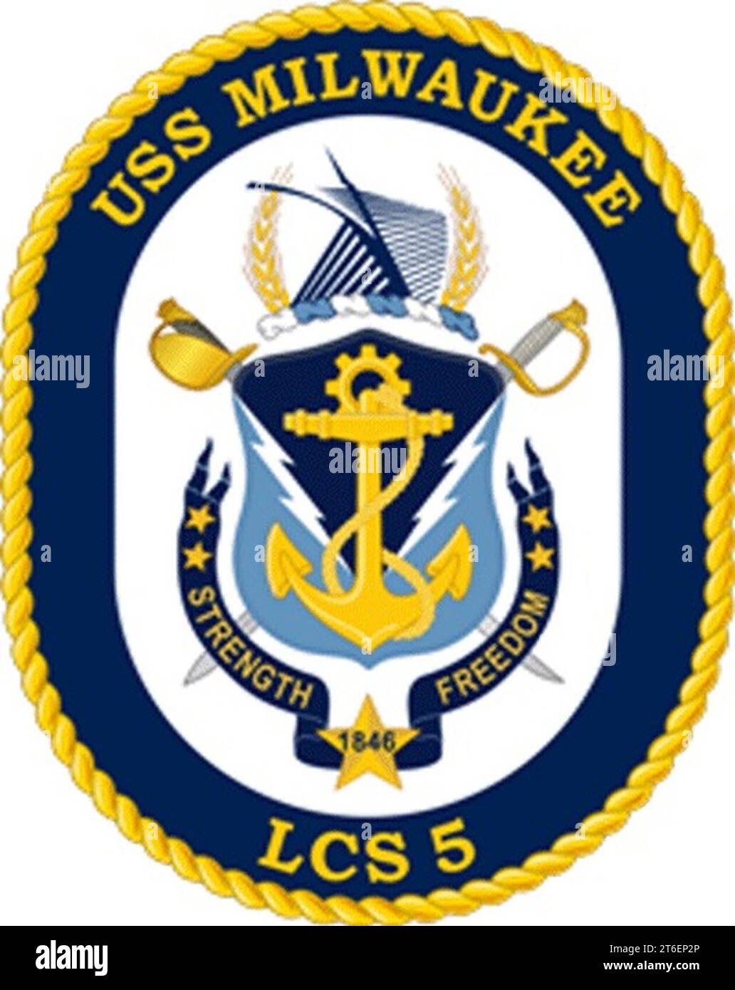 USS Milwaukee LCS5 Crest Foto Stock