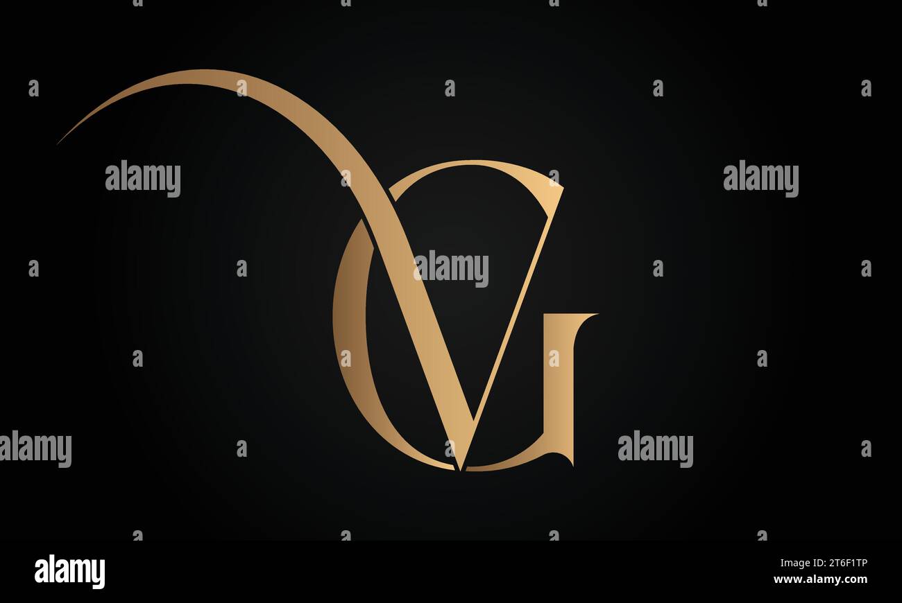 Design con logo monogramma Luxury iniziale GV o VG Text Letter Illustrazione Vettoriale