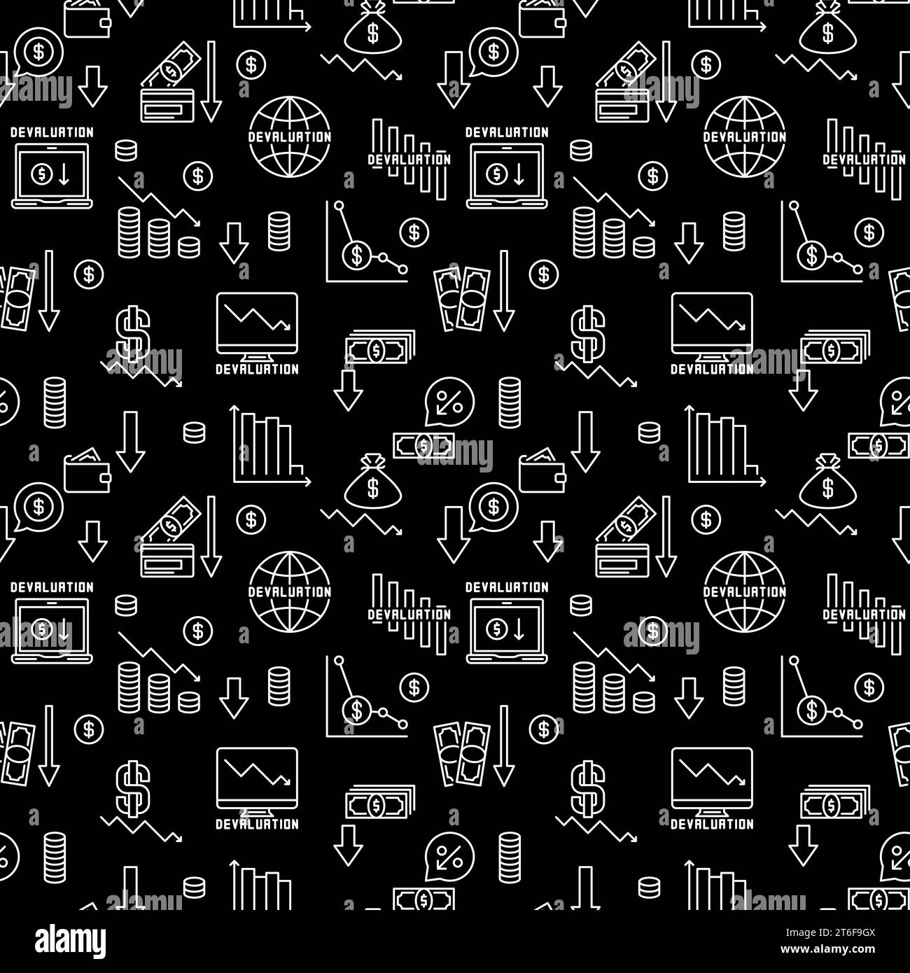 Schema di devalutazione - concetto di problemi economici sfondo senza soluzione di continuità Illustrazione Vettoriale