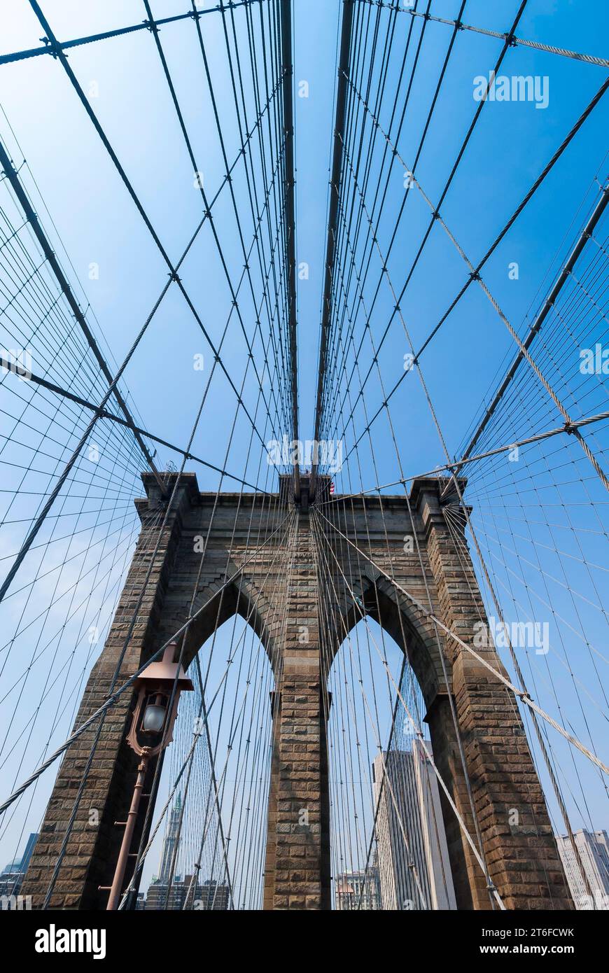 Ponte di Brooklyn, storico, storia, costruzione, architettura, New York City, USA Foto Stock