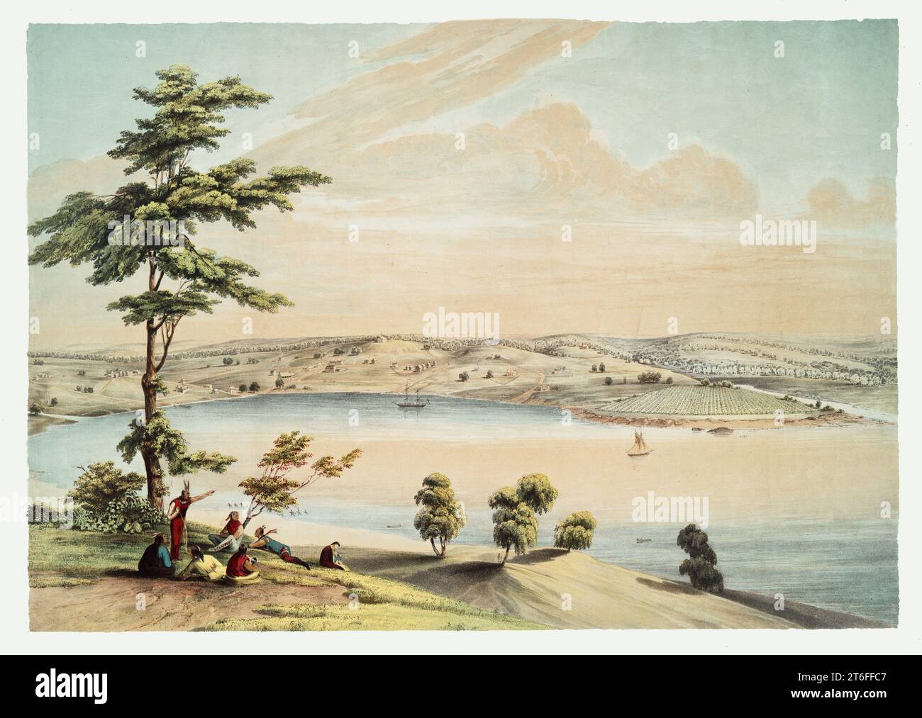 Vecchia vista di Baltimora nel 1752, Maryland. Di Bachmann, publ. nel 1856 Foto Stock