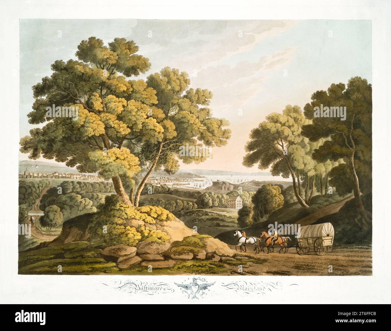 Vecchia vista est di Baltimora, Maryland. Di Beck, publ. A Londra, 1802 Foto Stock