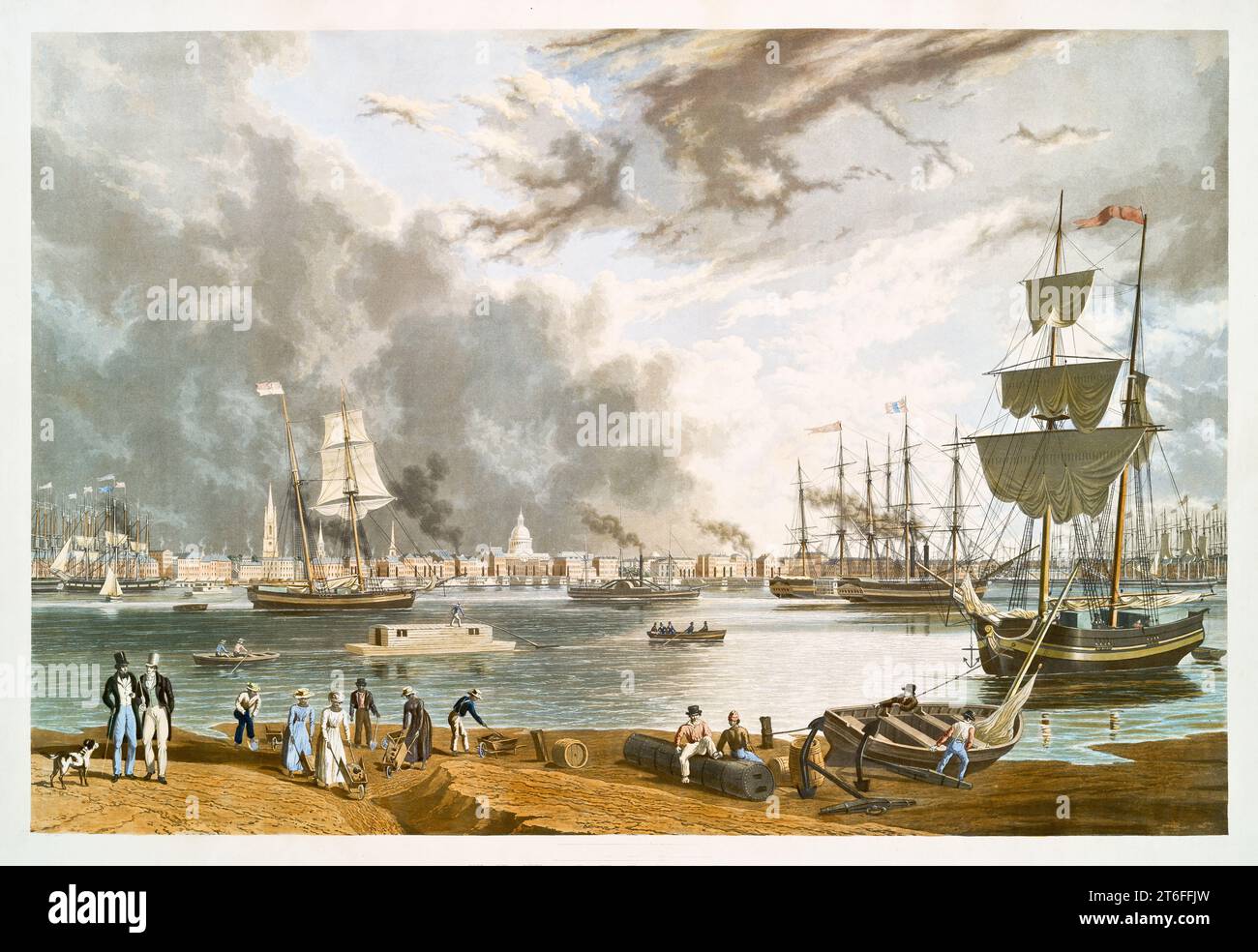 Vecchia vista di New Orleans, Louisiana. Di W.J. Bennet, publ. A New York, 1841 Foto Stock