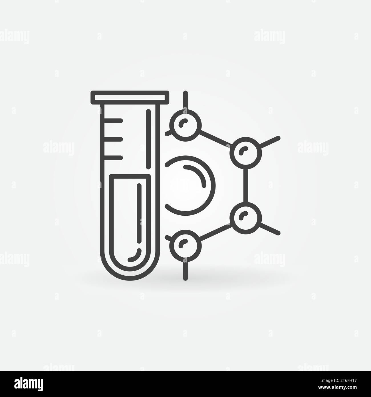 Icona lineare o elemento logo del concetto di analisi medica vettoriale della formula chimica e della provetta per test chimici Illustrazione Vettoriale
