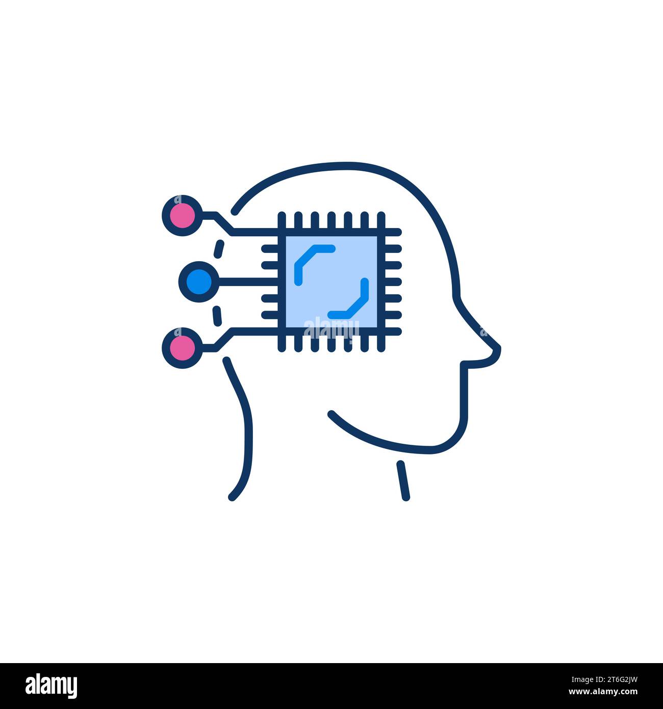 CPU all'interno del vettore Head persone con icona colorata o elemento di design del concetto di chip ai Illustrazione Vettoriale