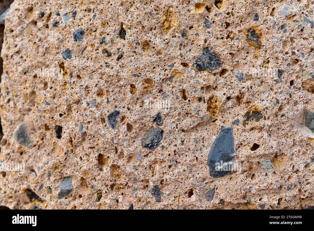 Sezione di breccia vulcanica. Vilaflor de Chasna, Tenerife, Isole Canarie, Spagna. Foto Stock