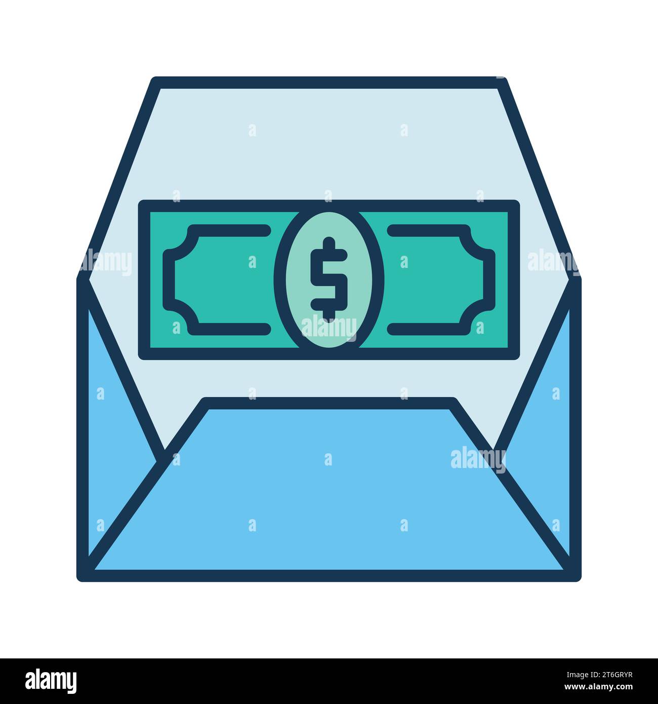 USD Money in Opened Envelope Vector Commision Concept icona colorata o elemento del logo Illustrazione Vettoriale