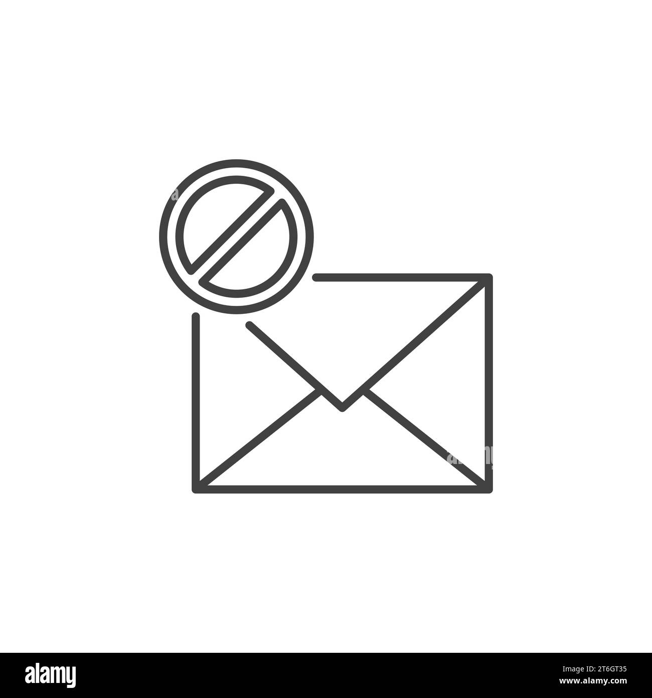 Busta con simbolo o icona lineare del concetto di divieto e-mail Illustrazione Vettoriale