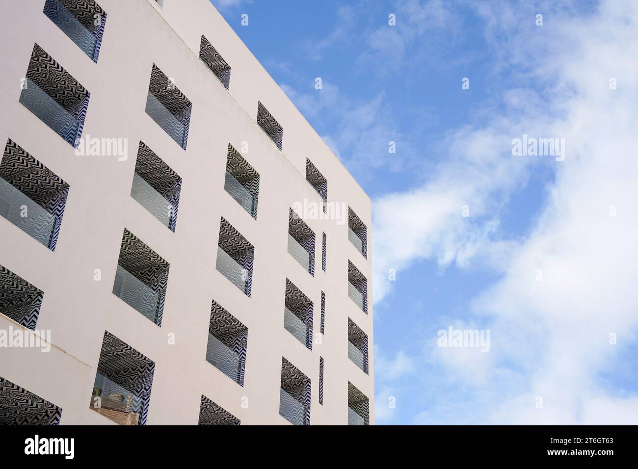 Modern Hotel, H10 Croma hotel, balconi, Malaga, Andalusia, Spagna. Foto Stock