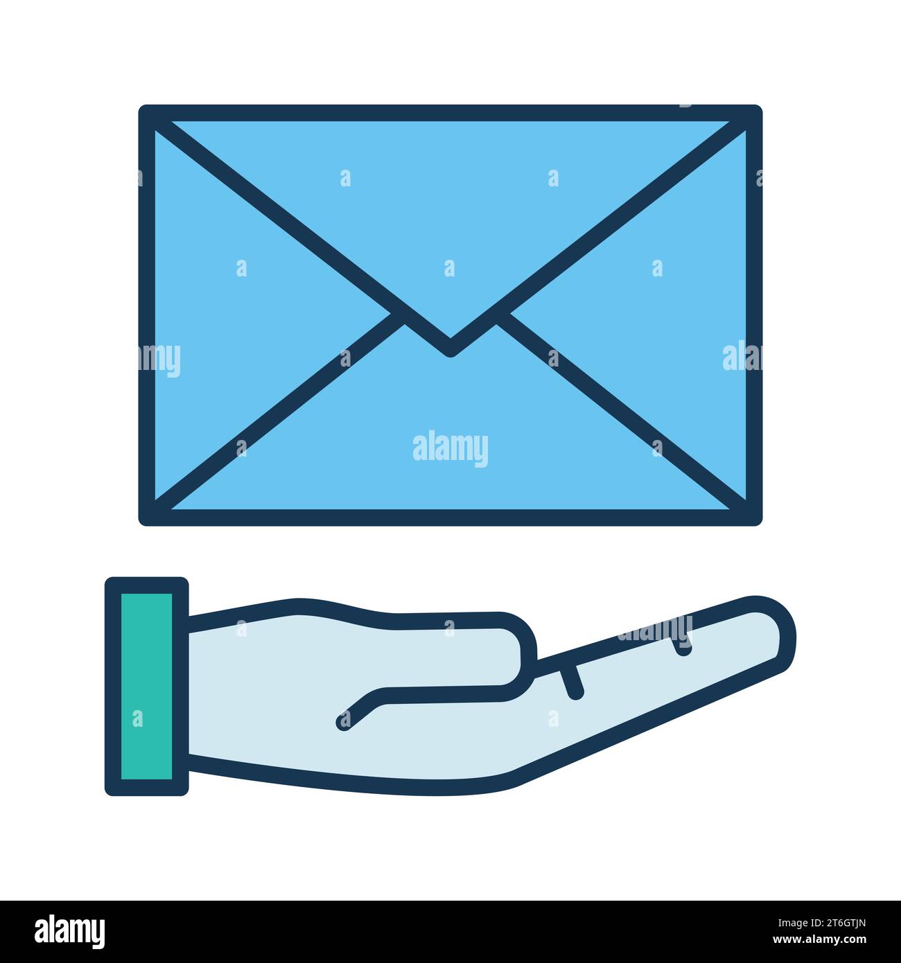 Busta a portata di mano icona colorata di concetto vettoriale o elemento logo Illustrazione Vettoriale