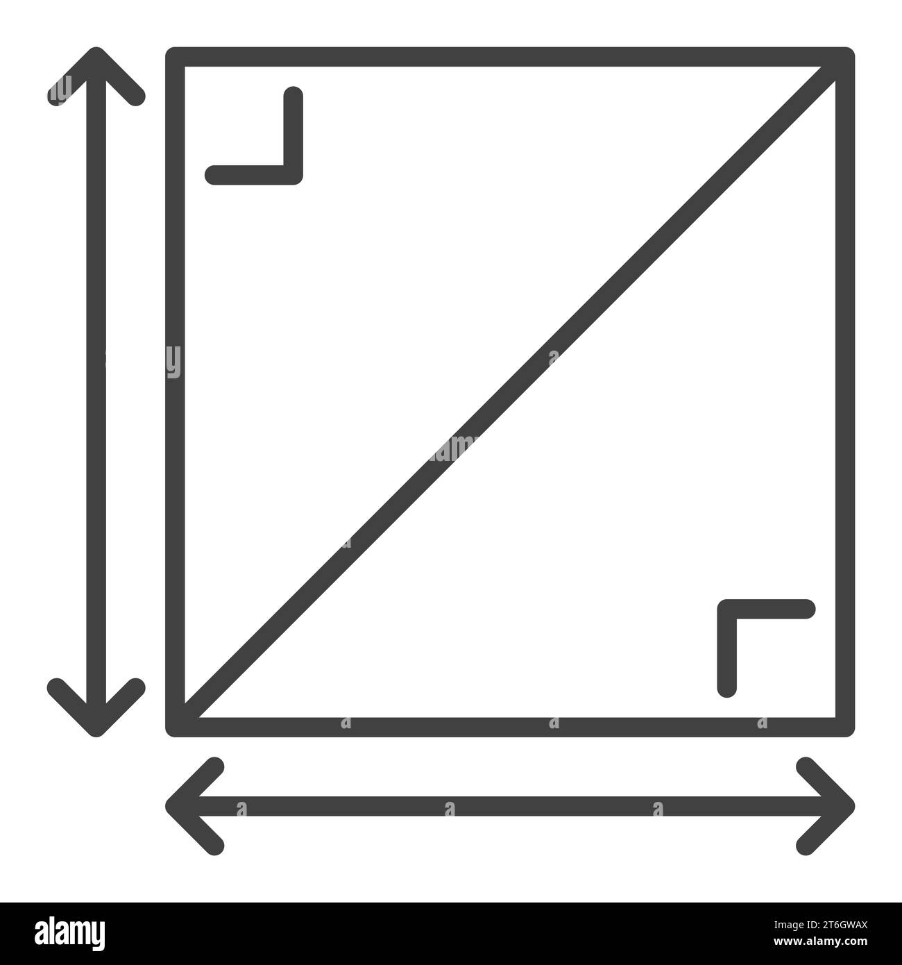 Icona o simbolo lineare del concetto di matematica vettoriale di forma quadrata 2D Illustrazione Vettoriale