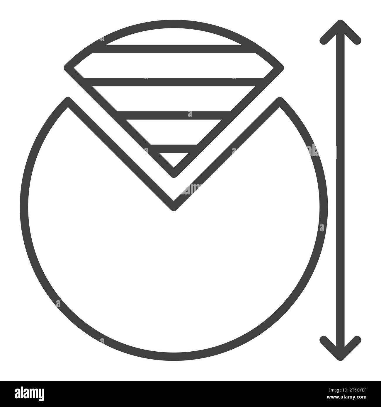 Icona o simbolo lineare del concetto matematico del cerchio matematico Illustrazione Vettoriale