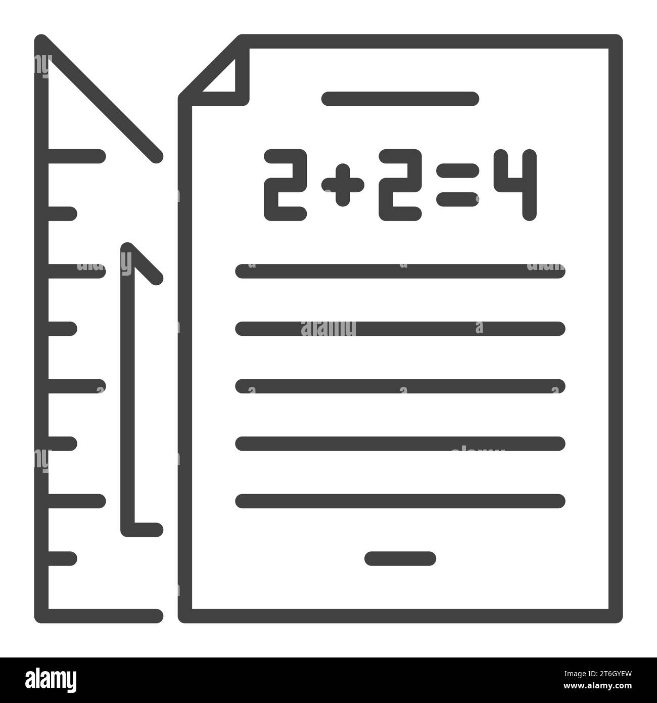 Foglio di carta matematico con icona o simbolo del contorno del concetto di matematica vettoriale triangolare Illustrazione Vettoriale