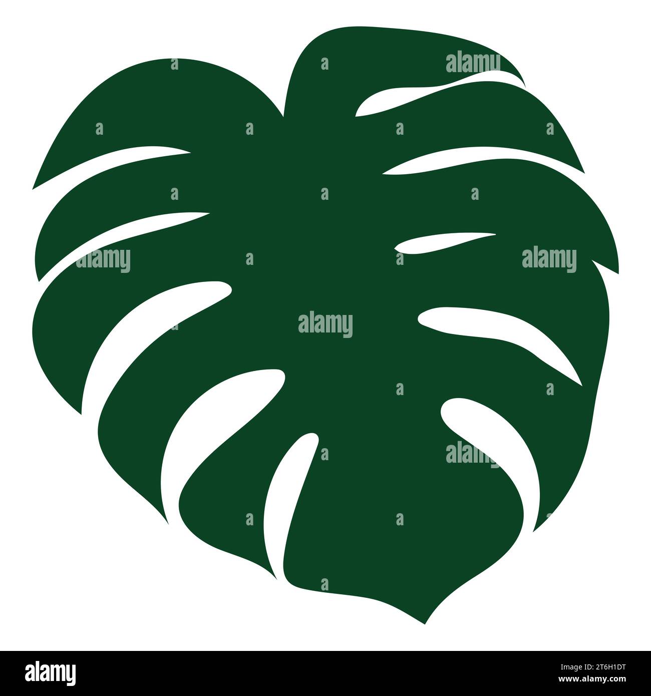 Monstera Tropical Jungle Plant foglie verdi. Illustrazione piatta isolata su bianco. Illustrazione Vettoriale