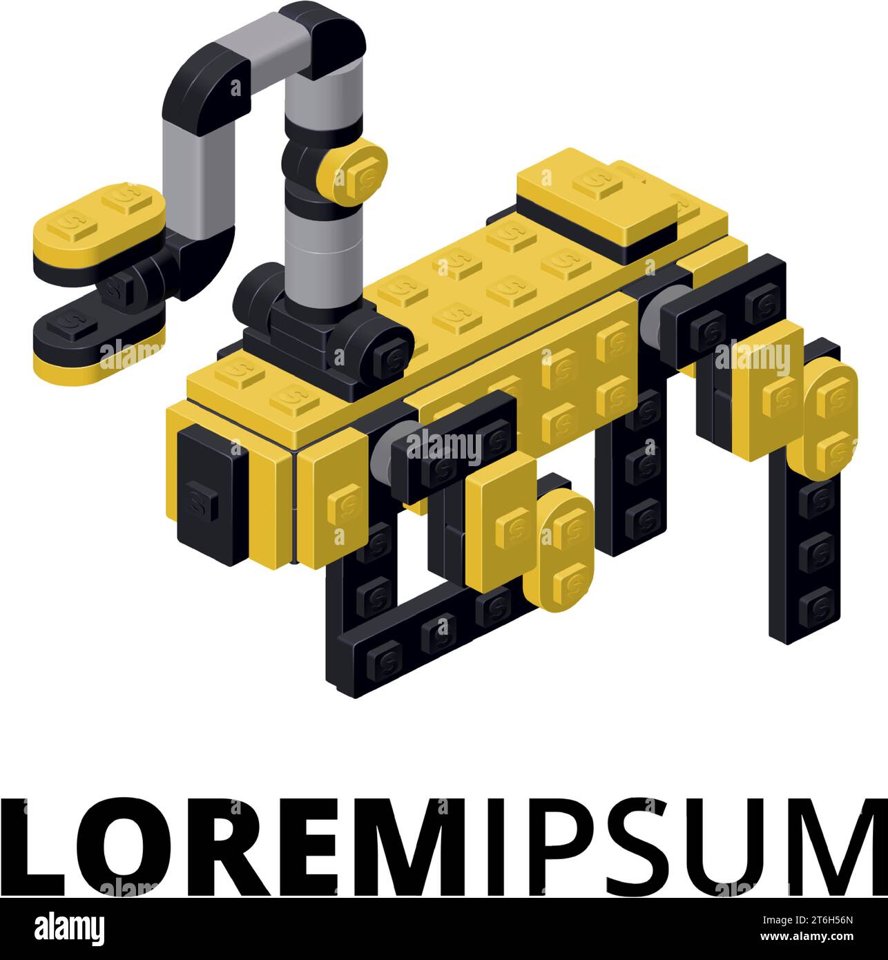 logo con l'immagine di un robot in isometria. Vettore Illustrazione Vettoriale