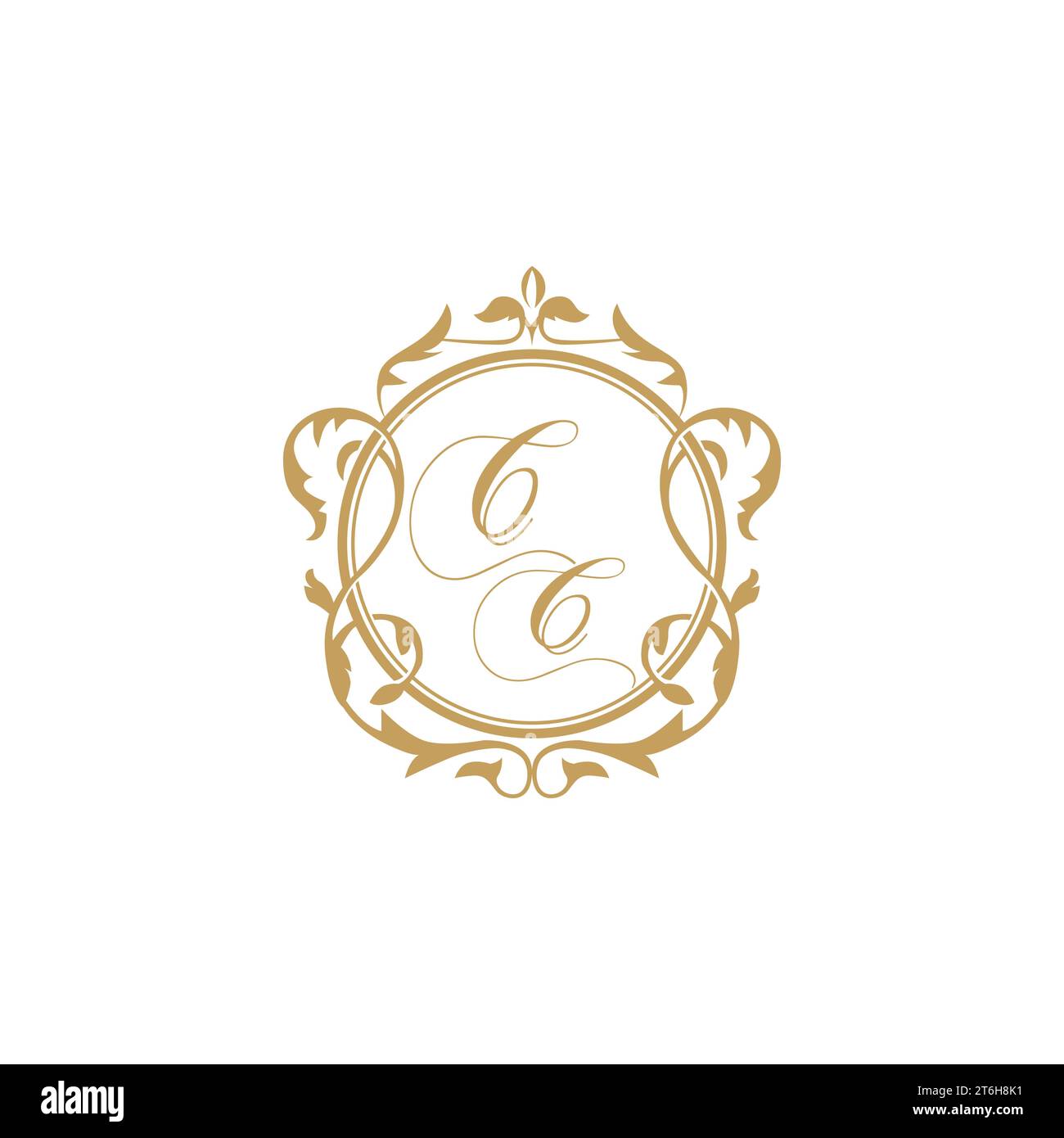 Invito alle iniziali CC Wedding con elegante modello grafico vettoriale con elemento circolare Illustrazione Vettoriale