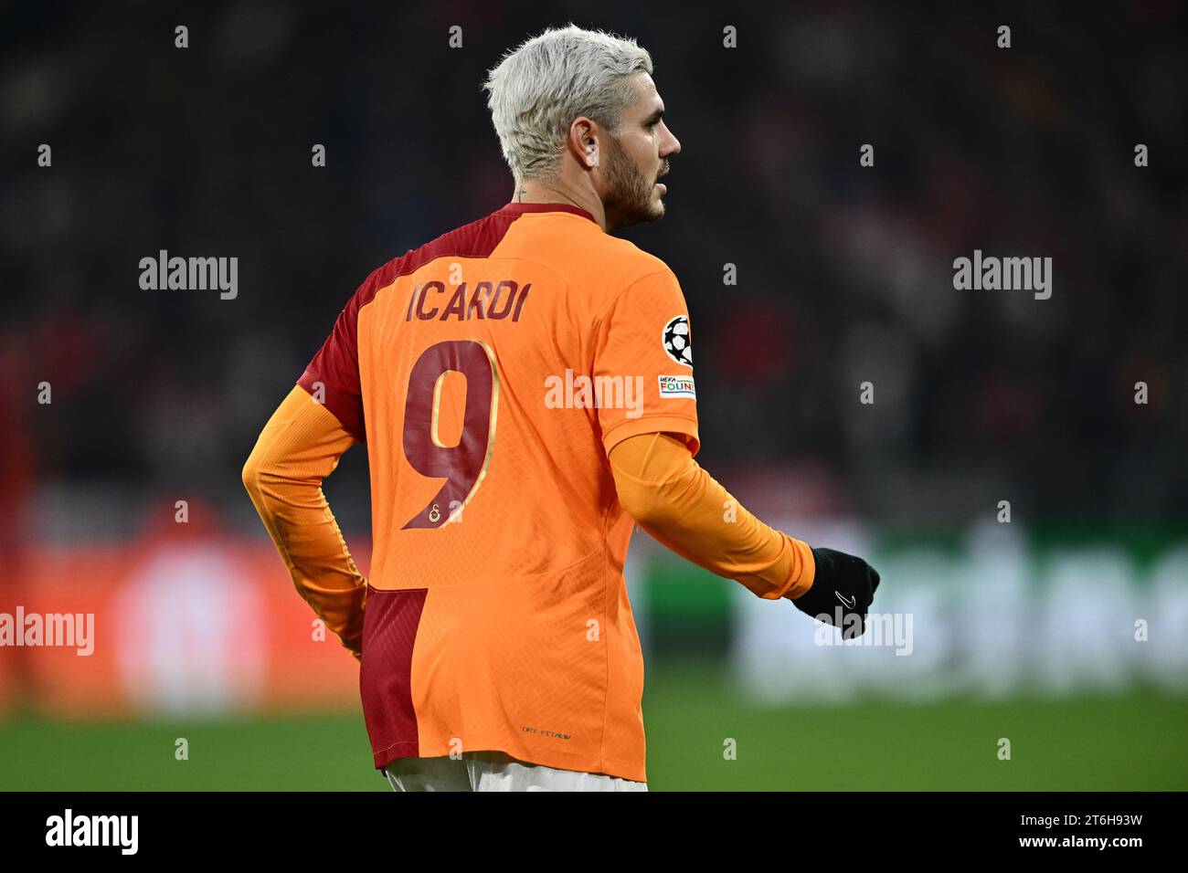 MONACO DI BAVIERA, GERMANIA - 8 NOVEMBRE: Mauro Icardi del Galatasaray durante la partita di UEFA Champions League tra FC Bayern Munchen e Galatasaray A.S. Foto Stock