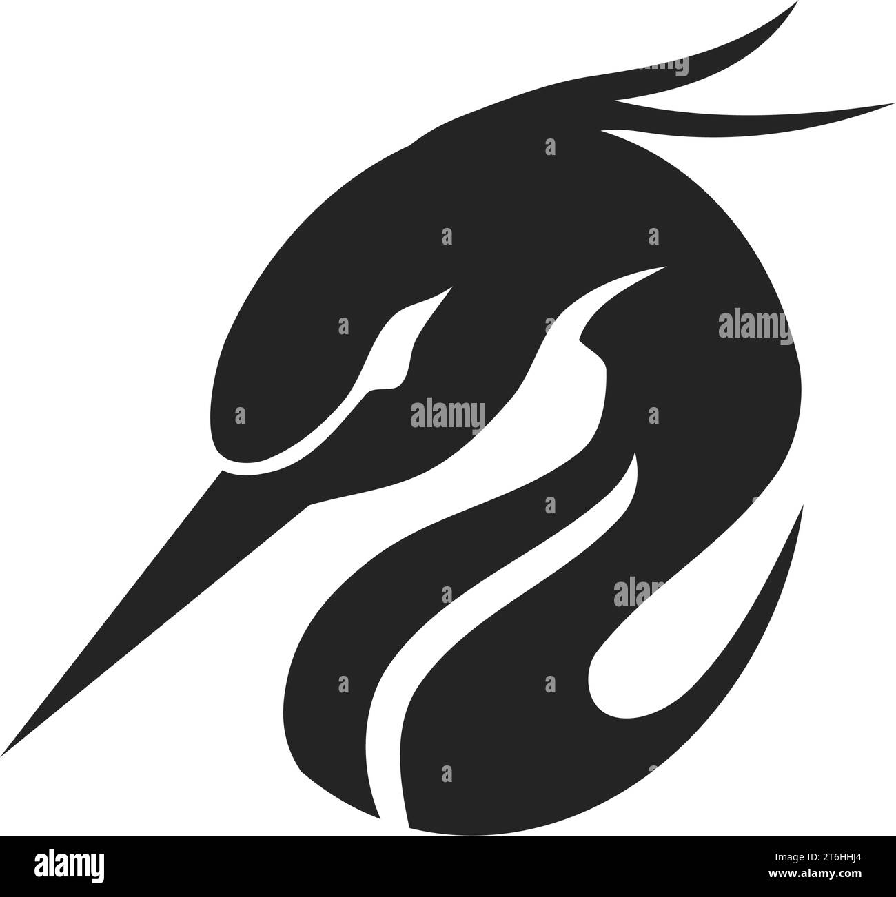 Il modello del logo Heron è isolato. Identità del marchio. Icona grafico vettore astratto Illustrazione Vettoriale