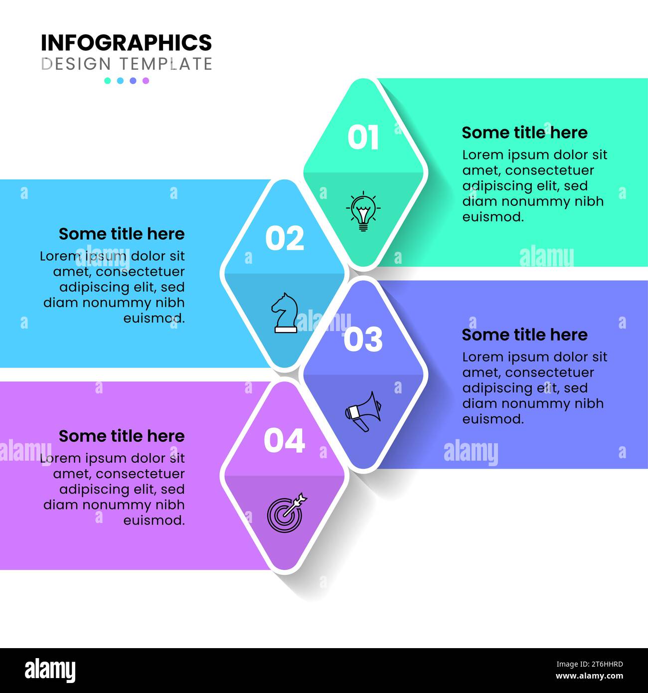 Modello infografico con icone e 4 opzioni o passaggi. Forme astratte. Può essere utilizzato per layout del flusso di lavoro, diagrammi, banner, webdesign. Illustrazione vettoriale Illustrazione Vettoriale