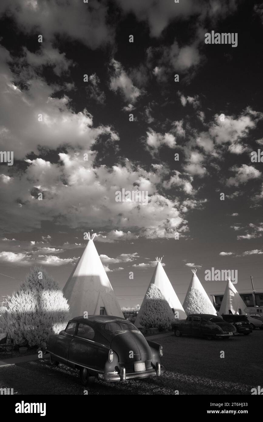 Wigwam Motel Sunset, Route 66, Holbrook, Arizona Foto Stock