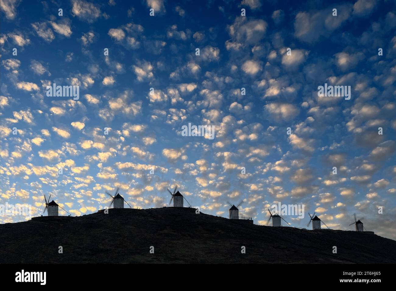 Los Molinos Vientos, Consuegra, la Mancha, Spagna Foto Stock