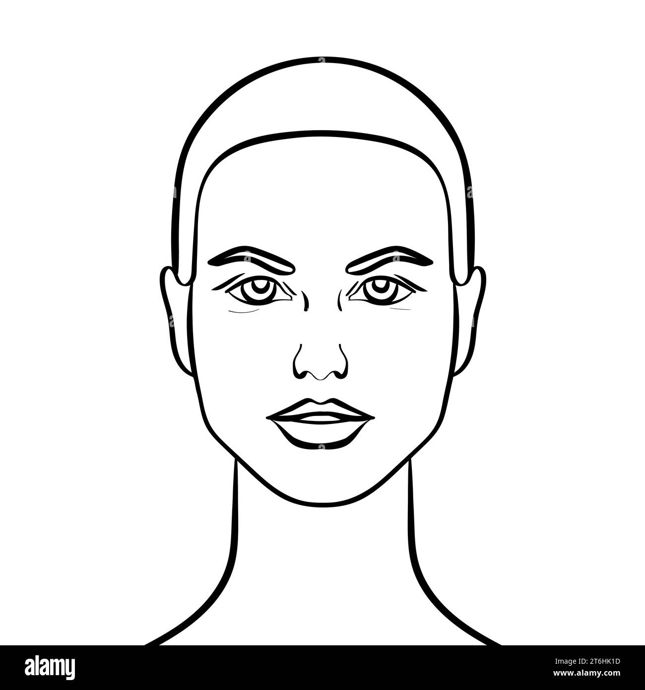 Ritratto di donna astratto. Semplice faccia femmina disegnata a mano. Illustrazione vettoriale Illustrazione Vettoriale