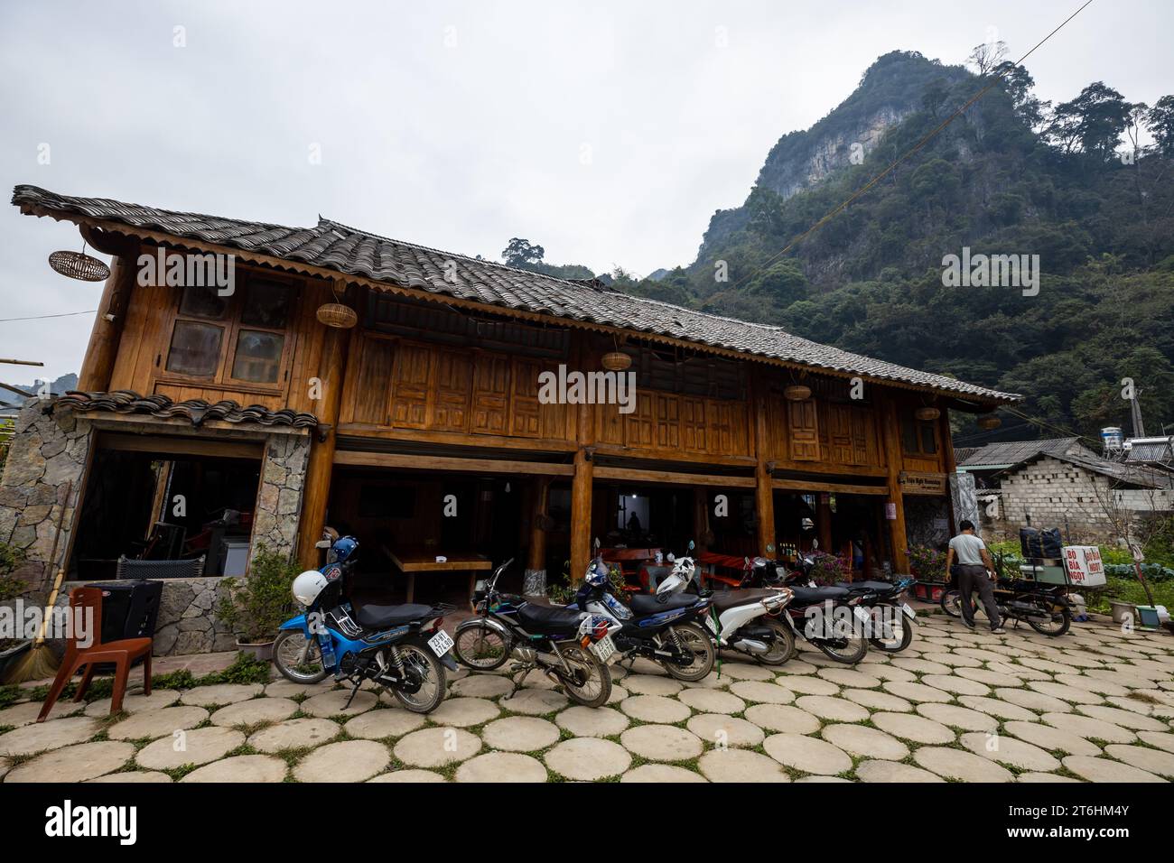 Villaggi e fattorie presso il circuito ha Giang nel Vietnam del Nord Foto Stock