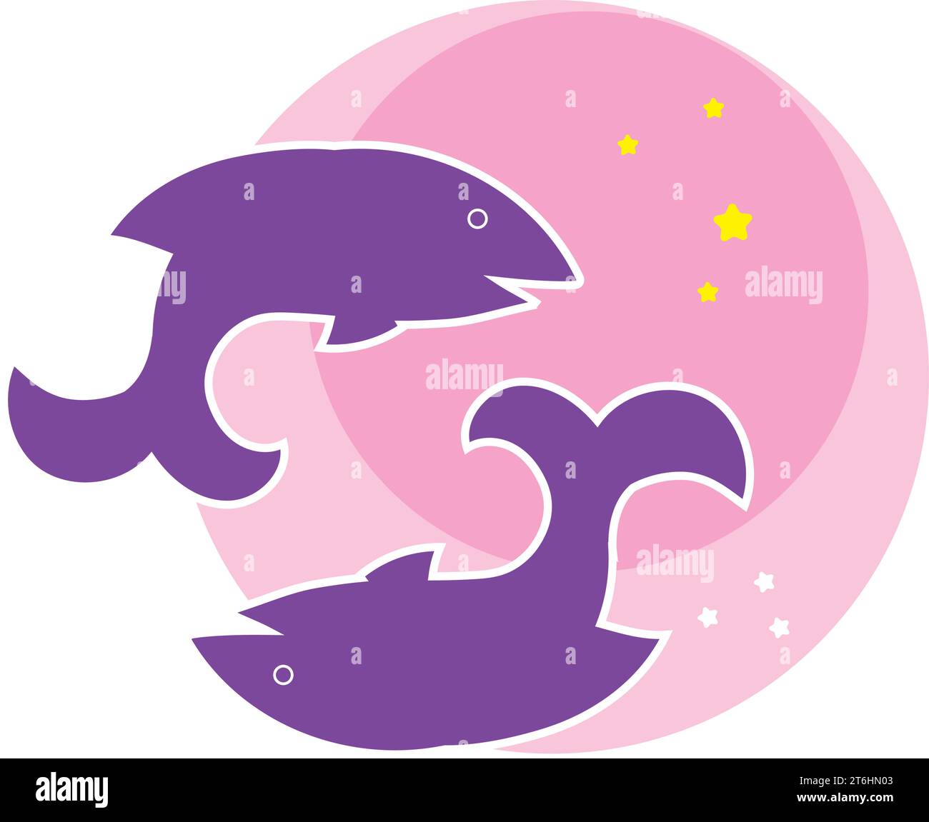 pesci isolati silhouette animale segno zodiacale vettore Illustrazione Vettoriale