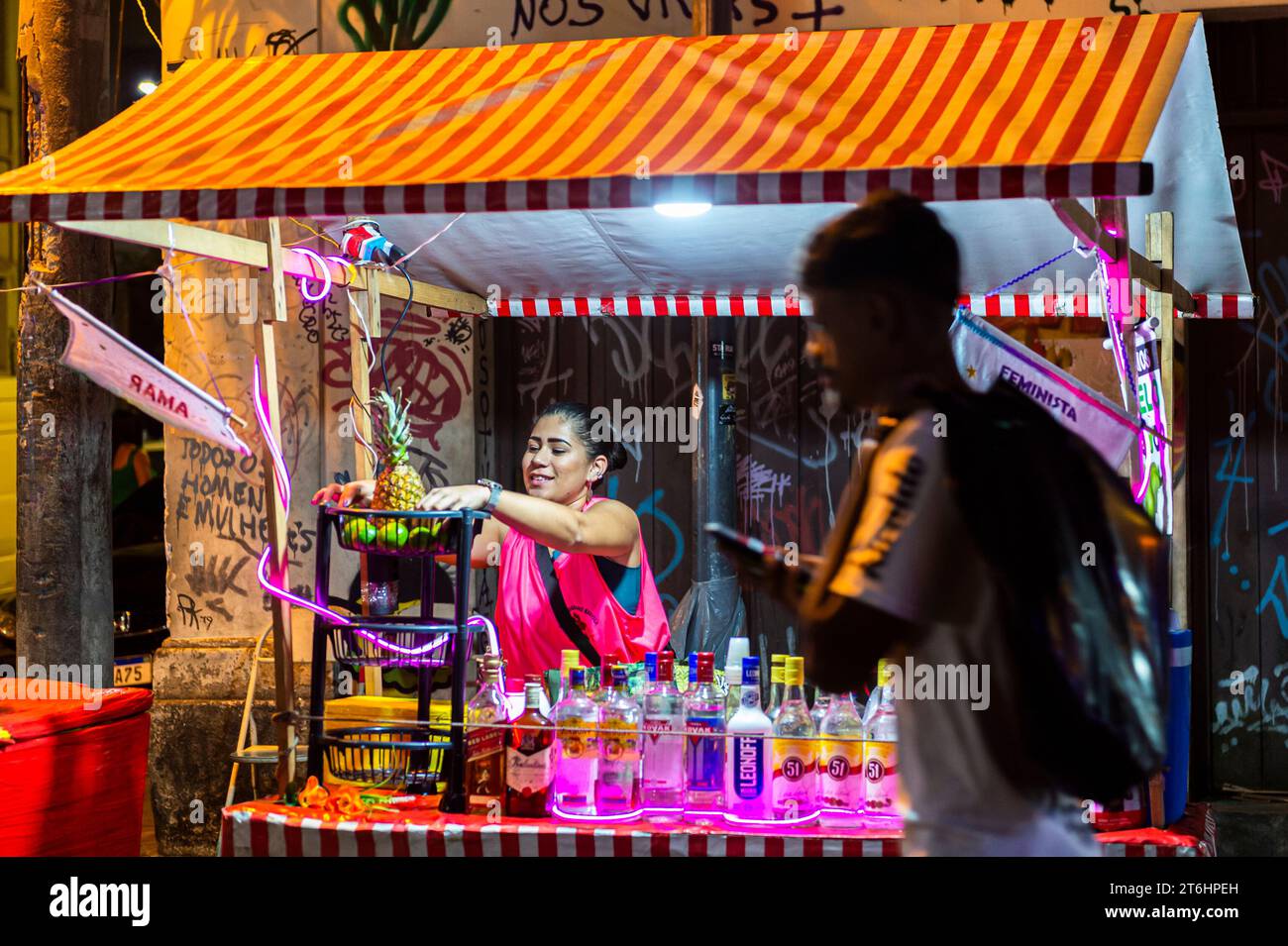 Brasile, Rio de Janeiro, ex quartiere degli schiavi nella roccia salata Pedra do Sal Foto Stock