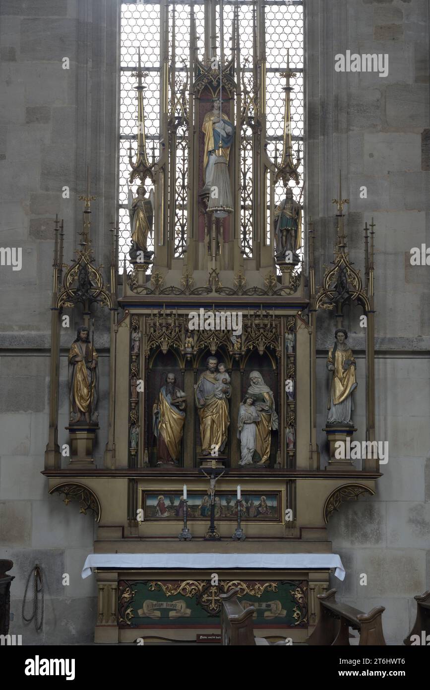 Foto interna della chiesa parrocchiale della città di St. George a Dinkelsbühl, Baviera, Germania Foto Stock