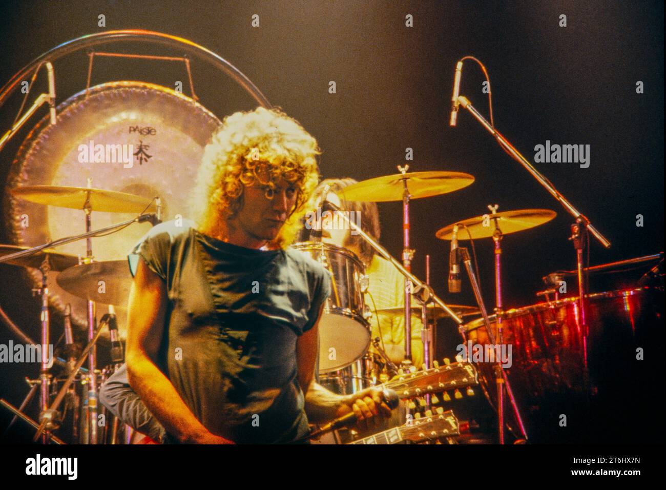 LED Zeppelin, ultimo concerto del tour europeo 1980, Berlino-Eissporthalle. L'ultimo concerto con il batterista John Bonham, morto poco dopo. Foto Stock