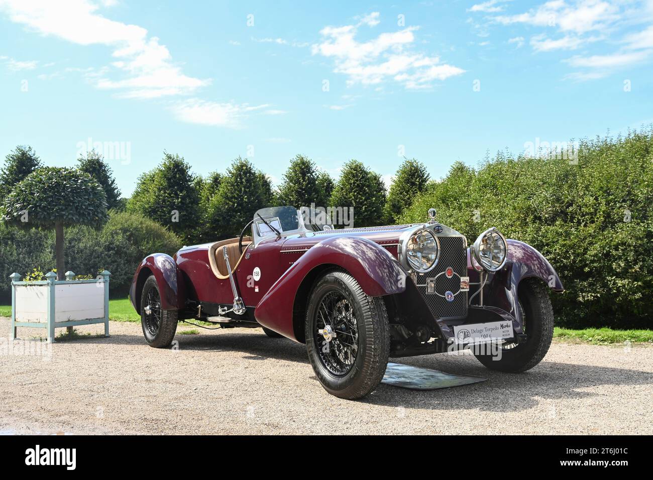 Schwetzingen, Baden-Wuerttemberg, Germania, Concours d'Elegance im Schlosspark, DeLage Torpedo D6 Sport, costruito 1929, 72 cv, 3045 cc, Roadster Foto Stock