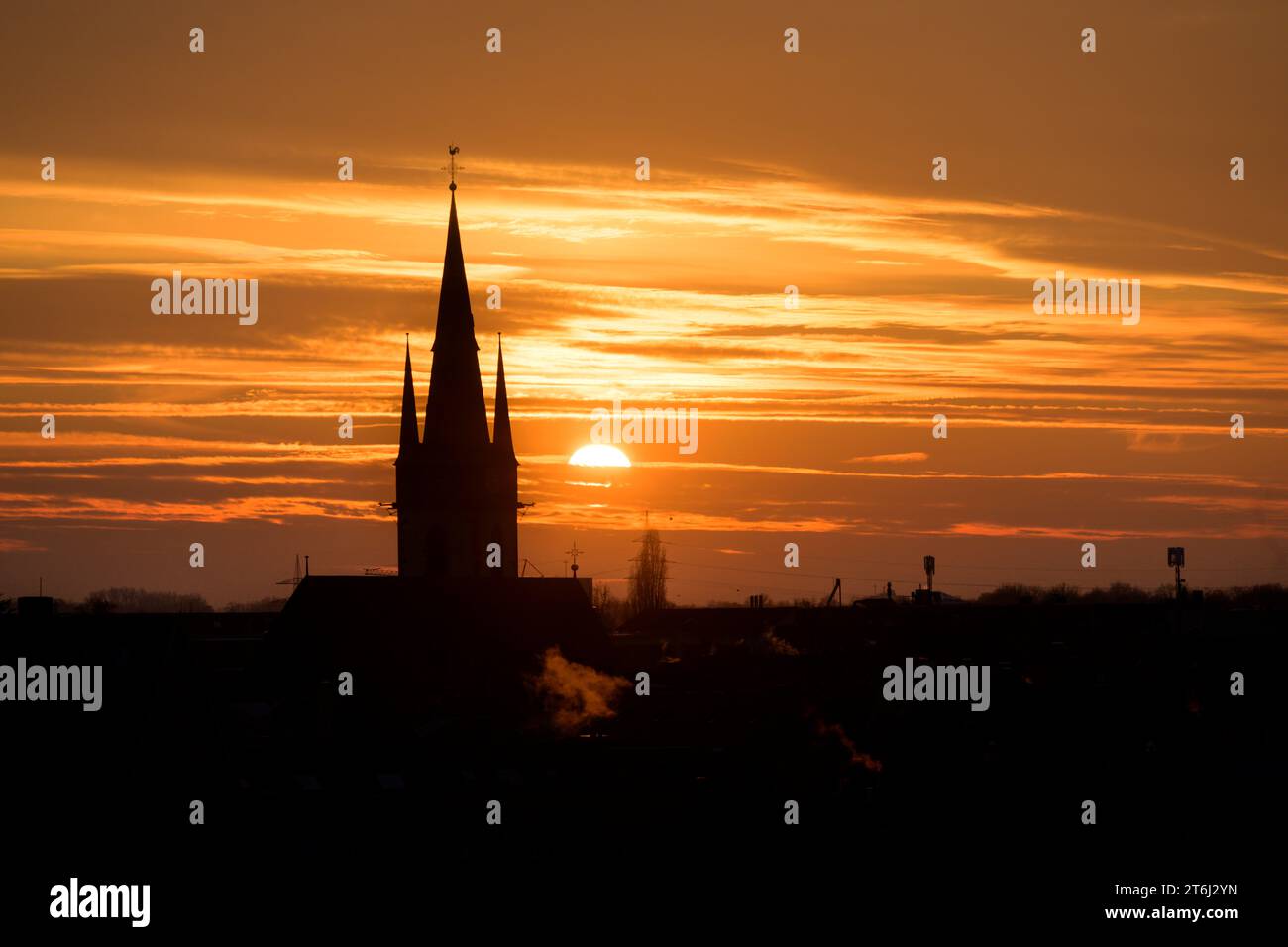 Germania, Baden-Wuerttemberg, Karlsruhe, Durlach, tramonto. Foto Stock