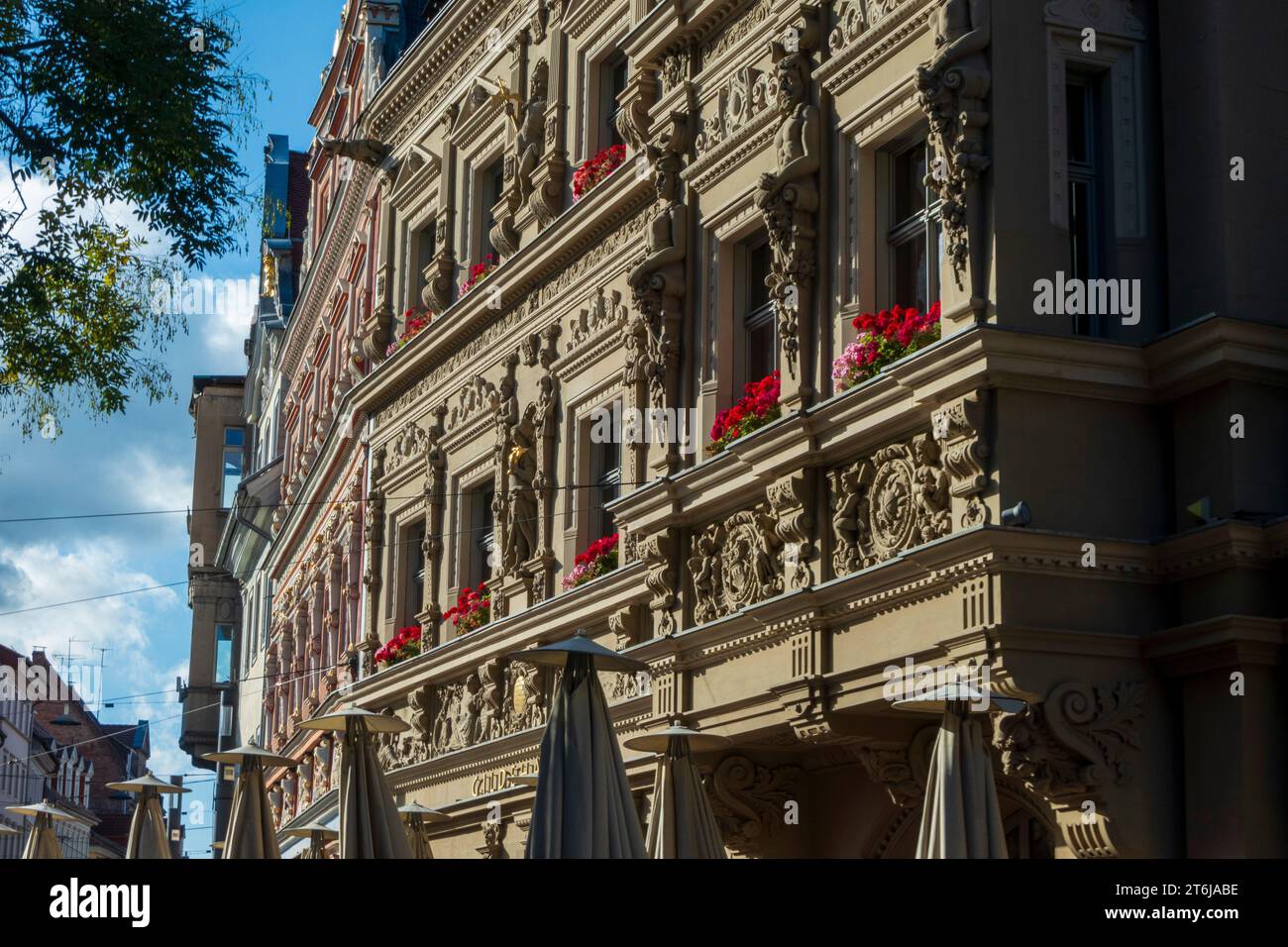 Casa rinascimentale al mercato del pesce, città vecchia, Erfurt, Turingia Foto Stock